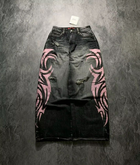 Pink Flaming Baggy Pants