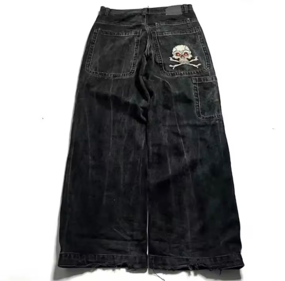 Grunge Black Denim Skull Jeans